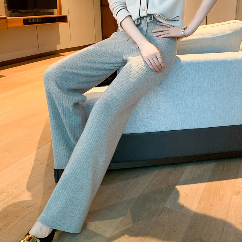 Pants Wool Elasticity Pants Soft Comfortable High-Waist Cashmere